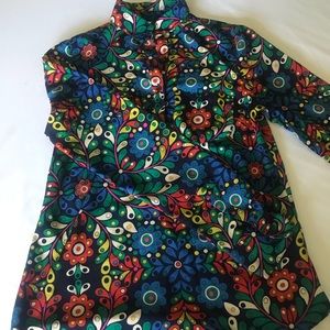 70’s inspired colorful button up top